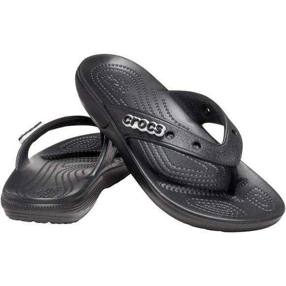 Crocs Unisex M2 W4 Black Classic Flip-Flop Sandals Slip On Casual Summer OS18-18 - Picture 1 of 8